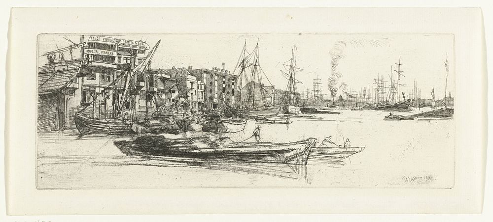Pakhuizen aan de Theems (1859) by James Abbott McNeill Whistler and James Abbott McNeill Whistler