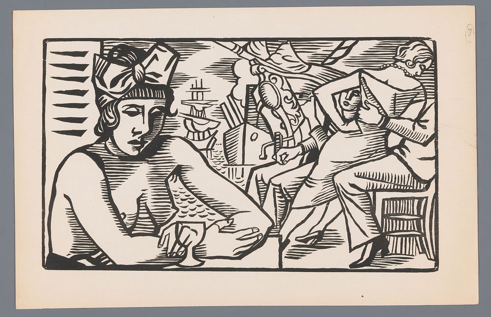 Vrouw met ontbloot bovenlijf in een bar (1925) by André Lhote and André Delpeuch