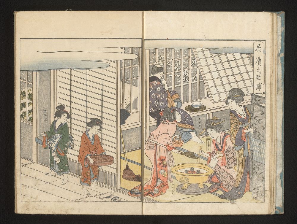Courtisanes en gast tijdens winterochtend (1804) by Kitagawa Utamaro