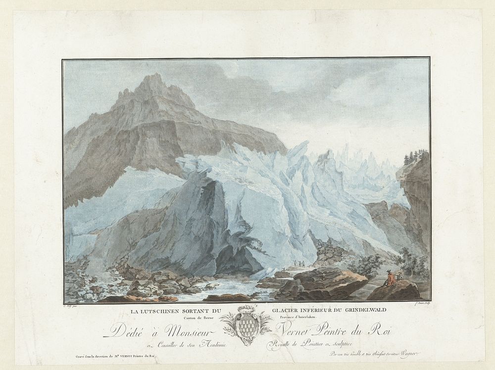 Gletsjer bij Grindelwald (1762 - 1785) by Jean François Janinet, Caspar Wolf, Claude Joseph Vernet, Jacob Yntema, Claude…