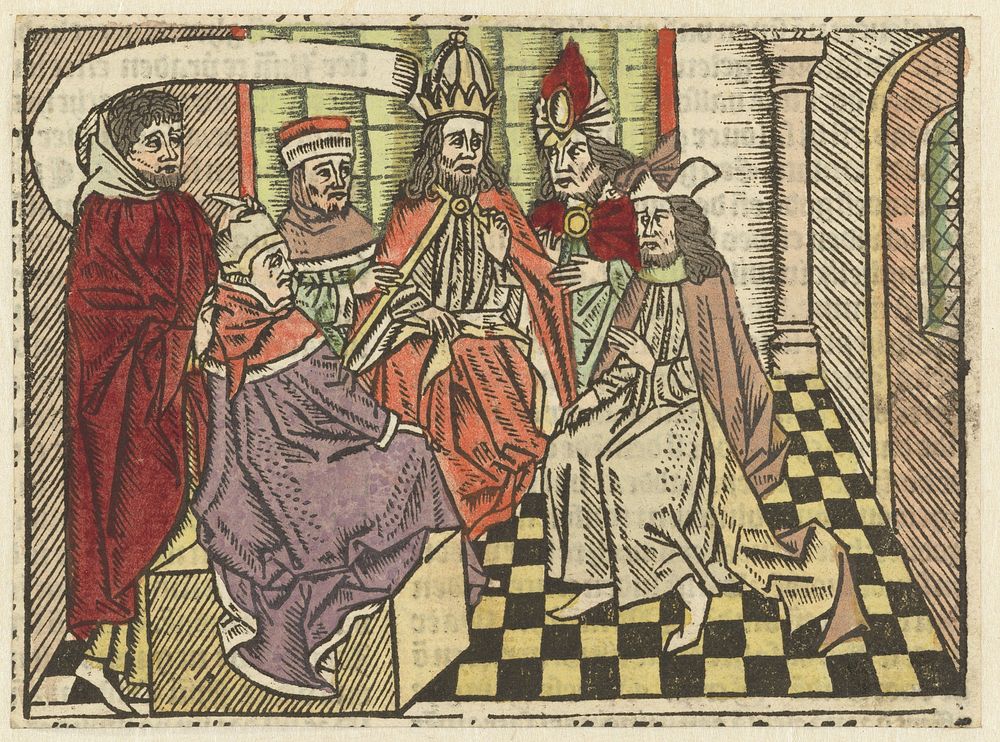 Judas bij de hogepriesters om Christus te verraden (1485 - 1491) by Meester van Antwerpen I