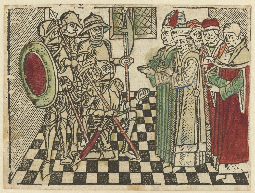 Soldaten berichten de hoge priesters dat Christus is herrezen (1485 - 1491) by Meester van Antwerpen I
