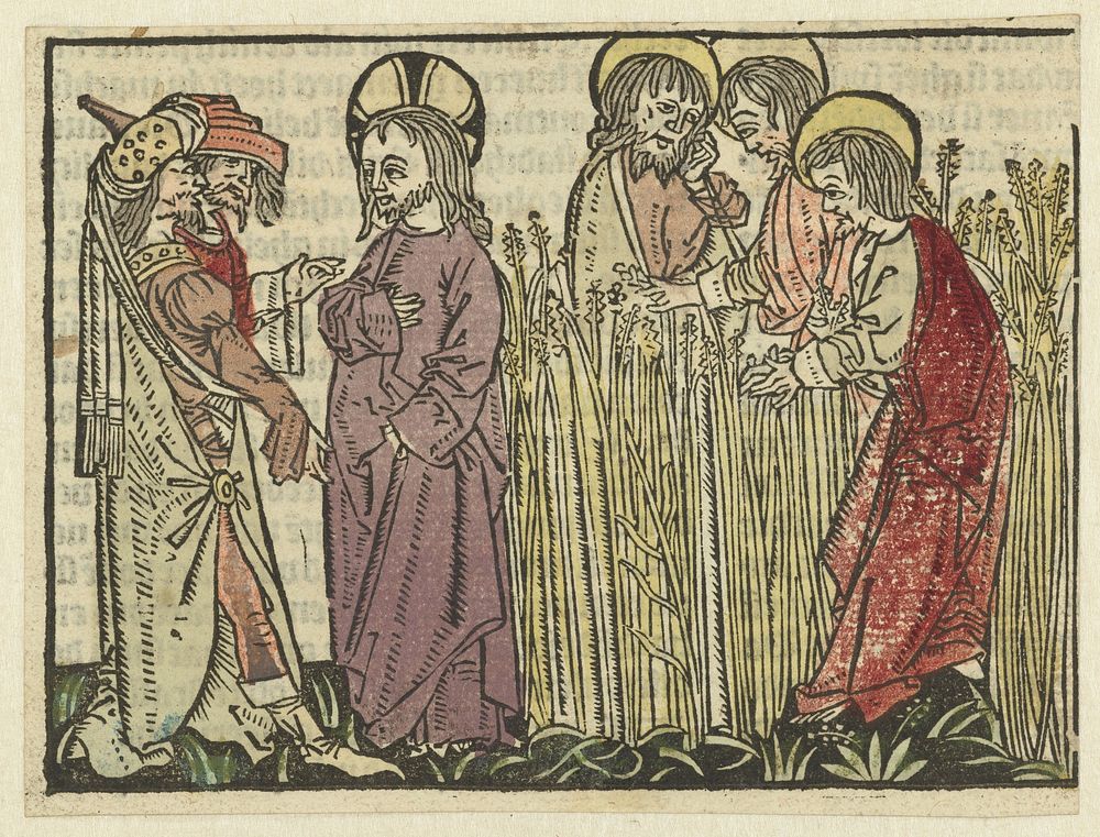 De discipelen plukken en eten aren op de sabbat (1485 - 1491) by Meester van Antwerpen I