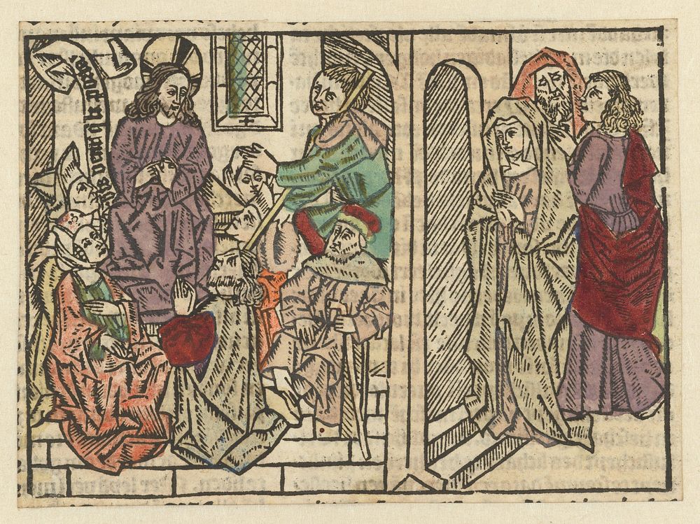 Christus wordt gezocht door zijn moeder en broeders (1485 - 1491) by Meester van Antwerpen I