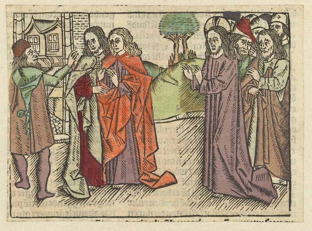 Een Samaritaan weigert Christus te ontvangen (1485 - 1491) by Meester van Antwerpen I