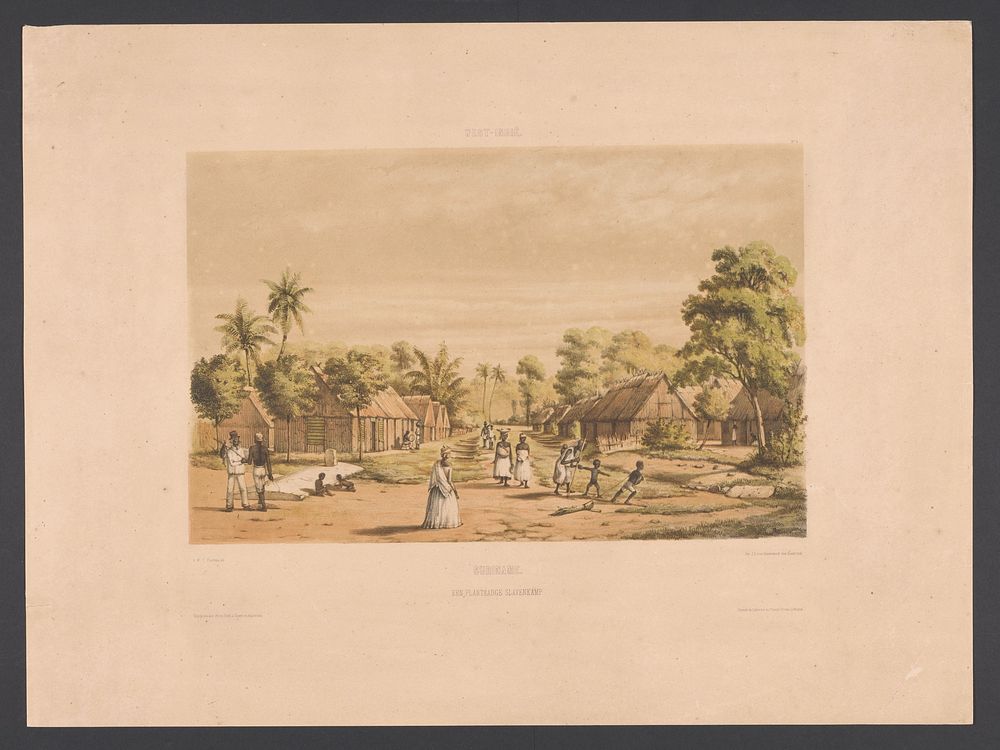 Woningen van tot slaaf gemaakten op een Surinaamse plantage (1860 - 1862) by jonkheer Jacob Eduard van Heemskerck van Beest…