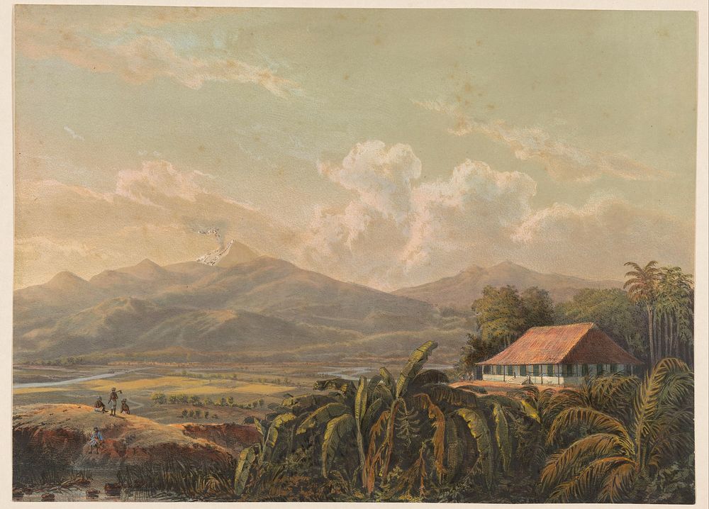 Gezicht op landgoed en residentie Tjiptrap op Java (1869) by Johan Conrad Greive, Abraham Salm and Frans Buffa en Zonen