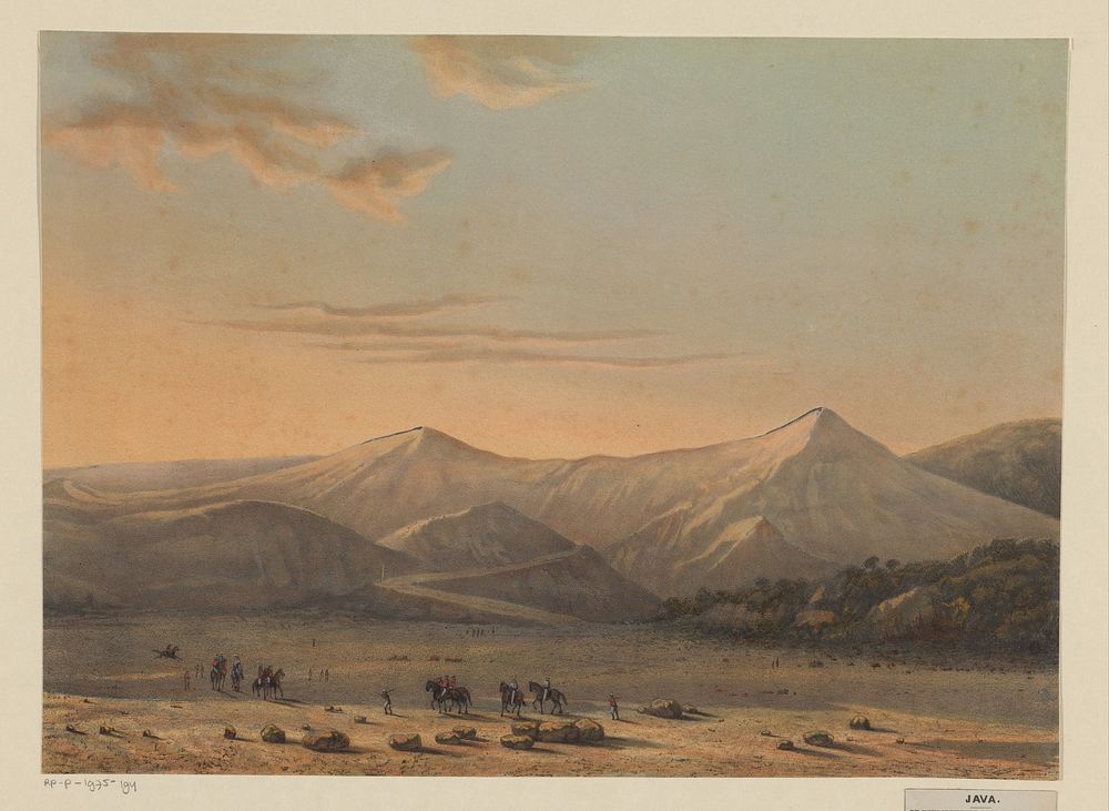 Gezicht op de Bromo vulkaan (1869) by Johan Conrad Greive, Abraham Salm and Frans Buffa en Zonen