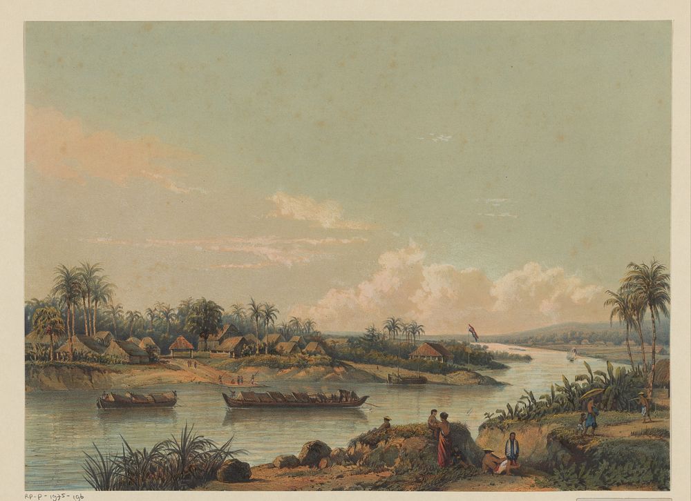 Gezicht op rivier de Solo op Java (1869) by Johan Conrad Greive, Abraham Salm and Frans Buffa en Zonen