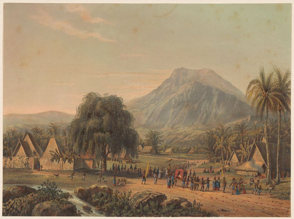 Huwelijksoptocht aan de voet van de berg Salak op Java (1869) by Johan Conrad Greive, Abraham Salm and Frans Buffa en Zonen