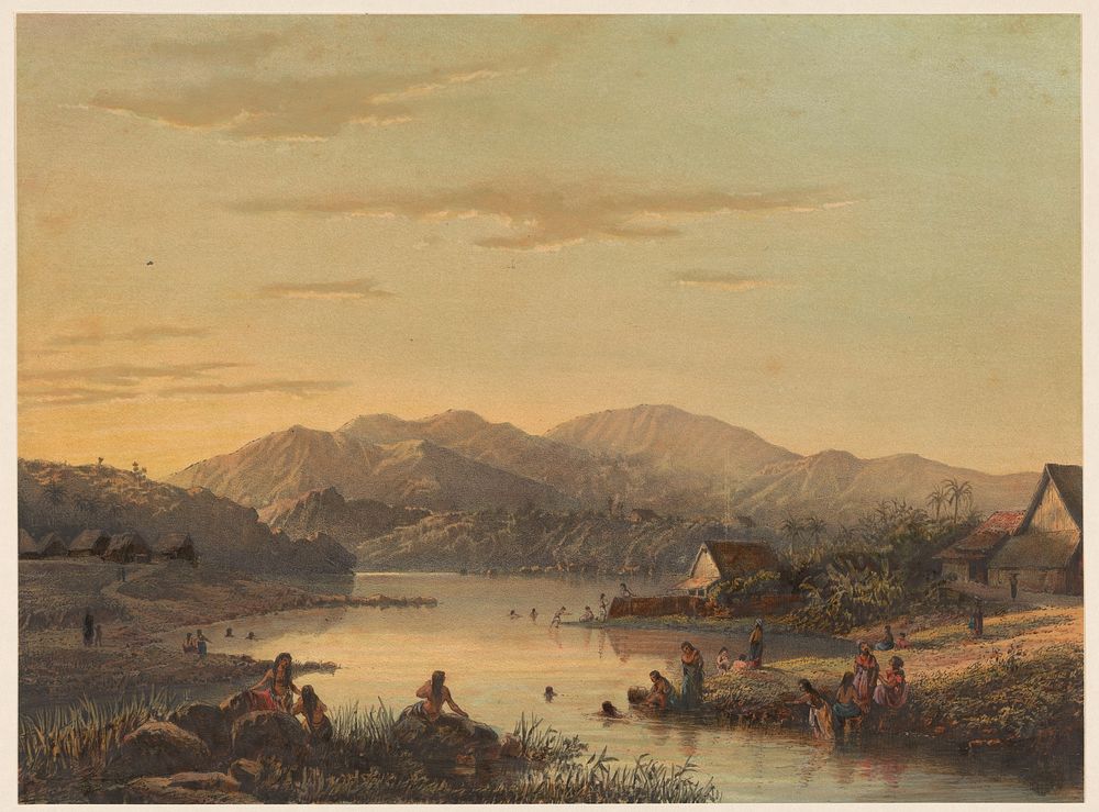 Gezicht op de badplaats Wenditt op Java (1869) by Johan Conrad Greive, Abraham Salm and Frans Buffa en Zonen