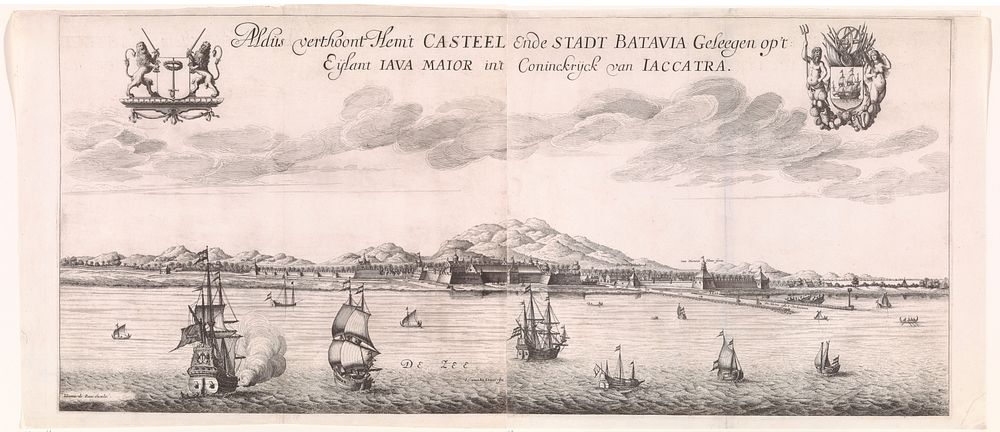 Gezicht op Batavia (1619 - 1680) by Julius Milheuser, I Vinckboons and Johannes de Ram