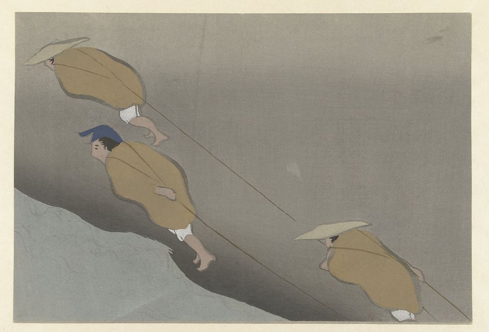 Een boot trekken (1909) by Kamisaka Sekka and Yamada Naosaburo