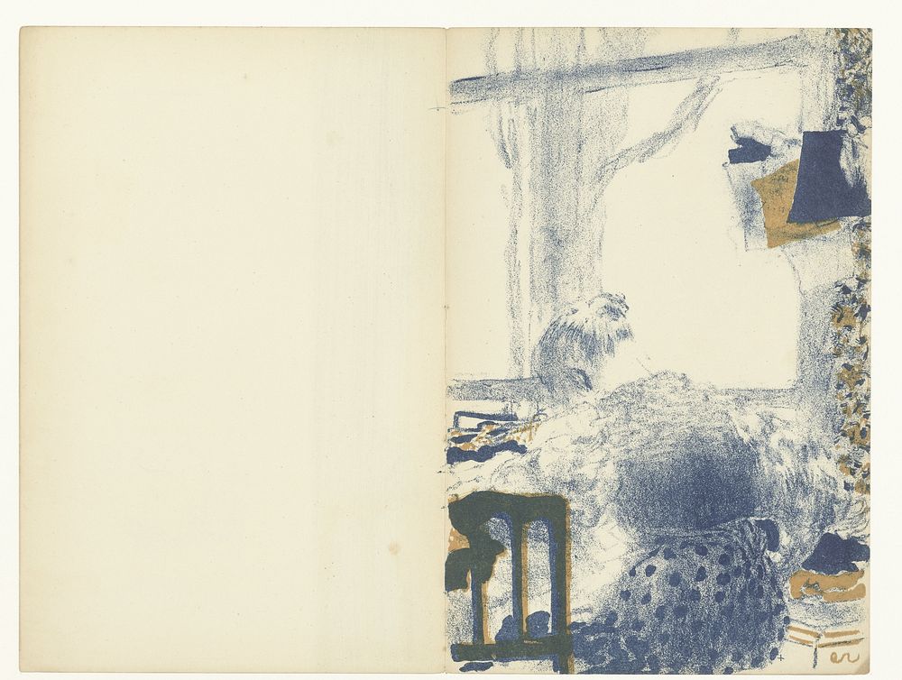 Naaister zit bij raam in interieur (1889 - 1894) by Édouard Vuillard
