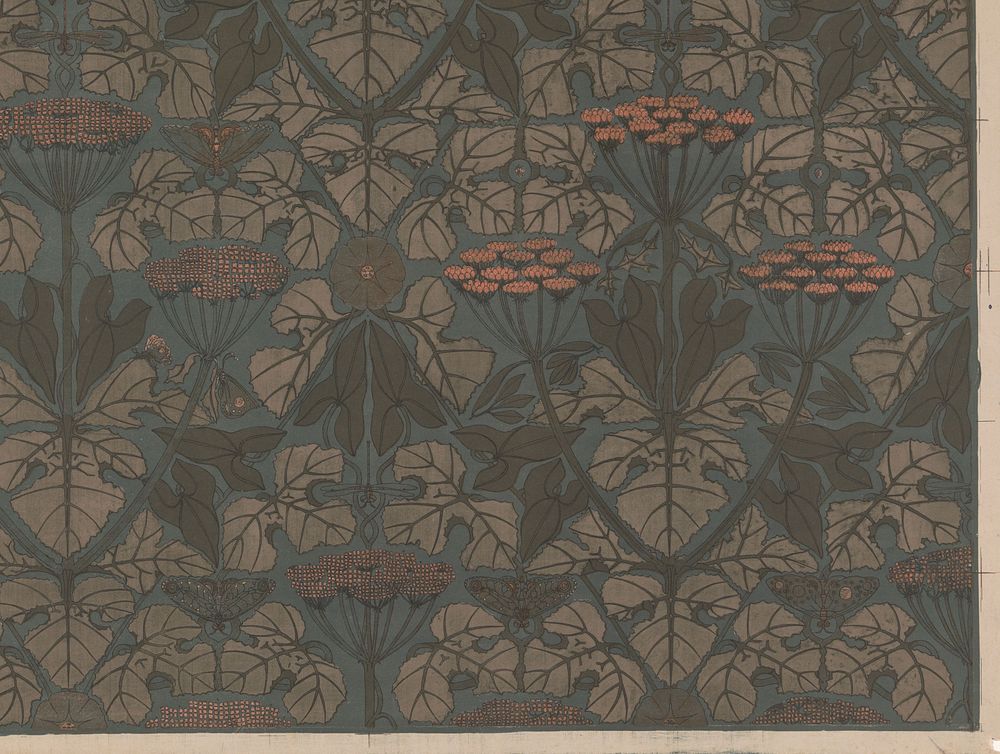 Sheet of Wallpaper with Umbellifers, Butterflies, and Dragonflies (c. 1894) by Theo Nieuwenhuis