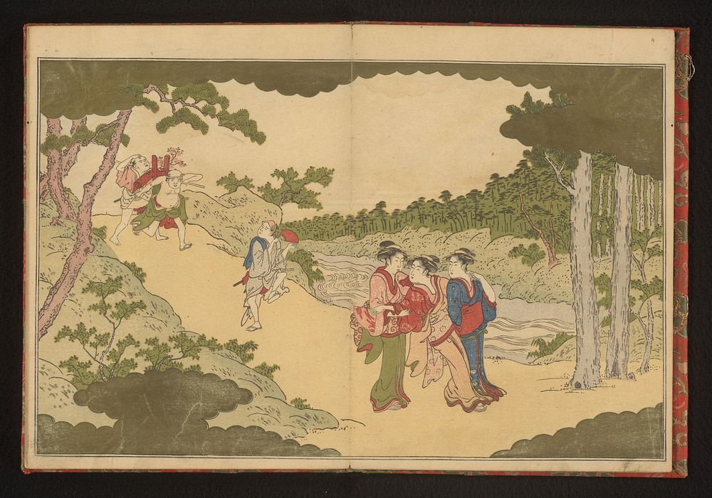 People returning from a flower-viewing party (1790) by Kitagawa Utamaro and Tsutaya Juzaburo Koshodo