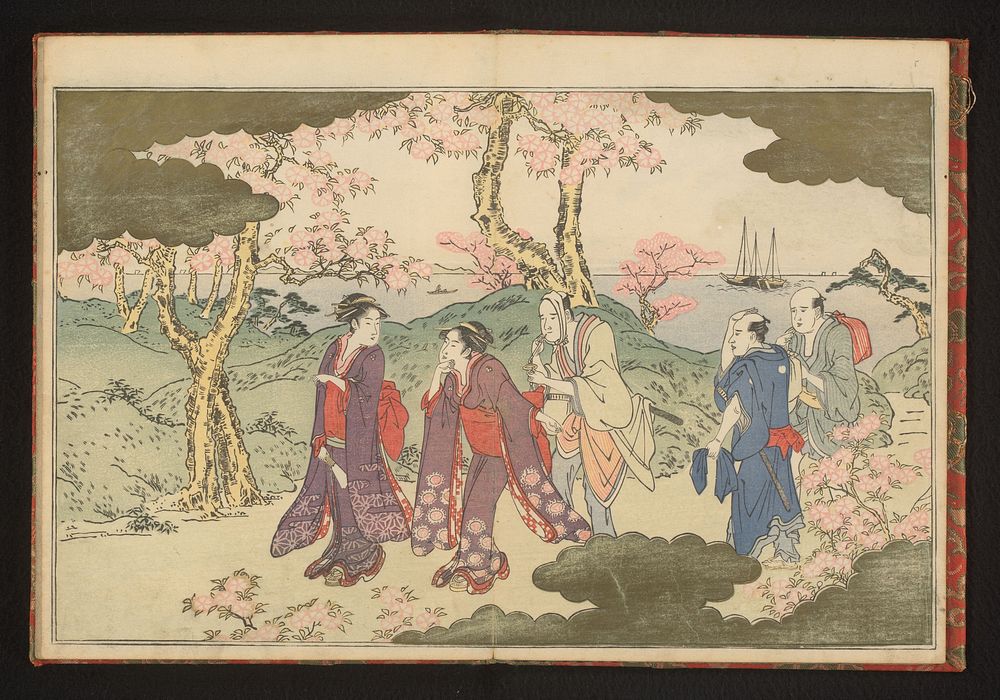 The hills at Gotenyama, Edo, with a view of Edo bay (1790) by Kitagawa Utamaro and Tsutaya Juzaburo Koshodo