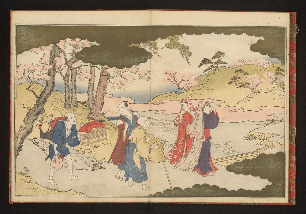 Two ladies flower-viewing at Kyoto (1790) by Kitagawa Utamaro and Tsutaya Juzaburo Koshodo