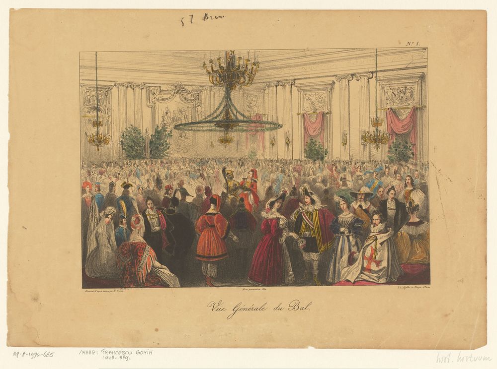 Gekostumeerd bal, 1834 (1834) by anonymous, Ajello and Doyen and Francesco Gonin
