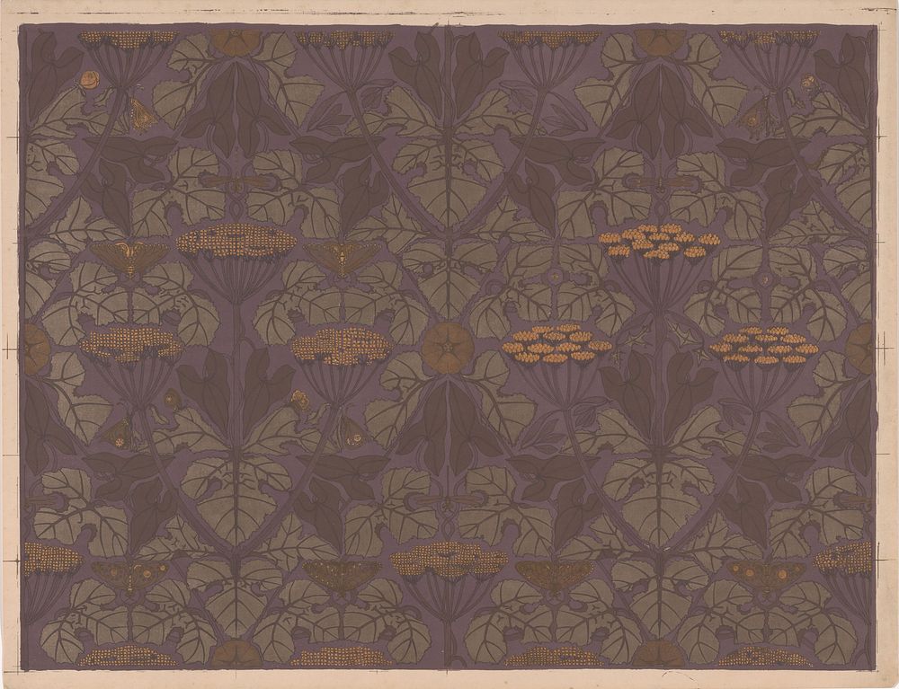 Sheet of Wallpaper with Umbellifers, Butterflies, and Dragonflies (1894) by Theo Nieuwenhuis