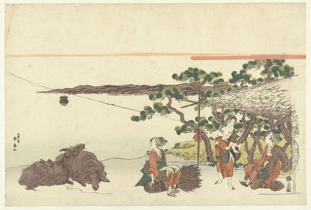 Vrouwen bij een meer (1820 - 1830) by Katsukawa Shunsen and Izumiya Ichibei Kansendo