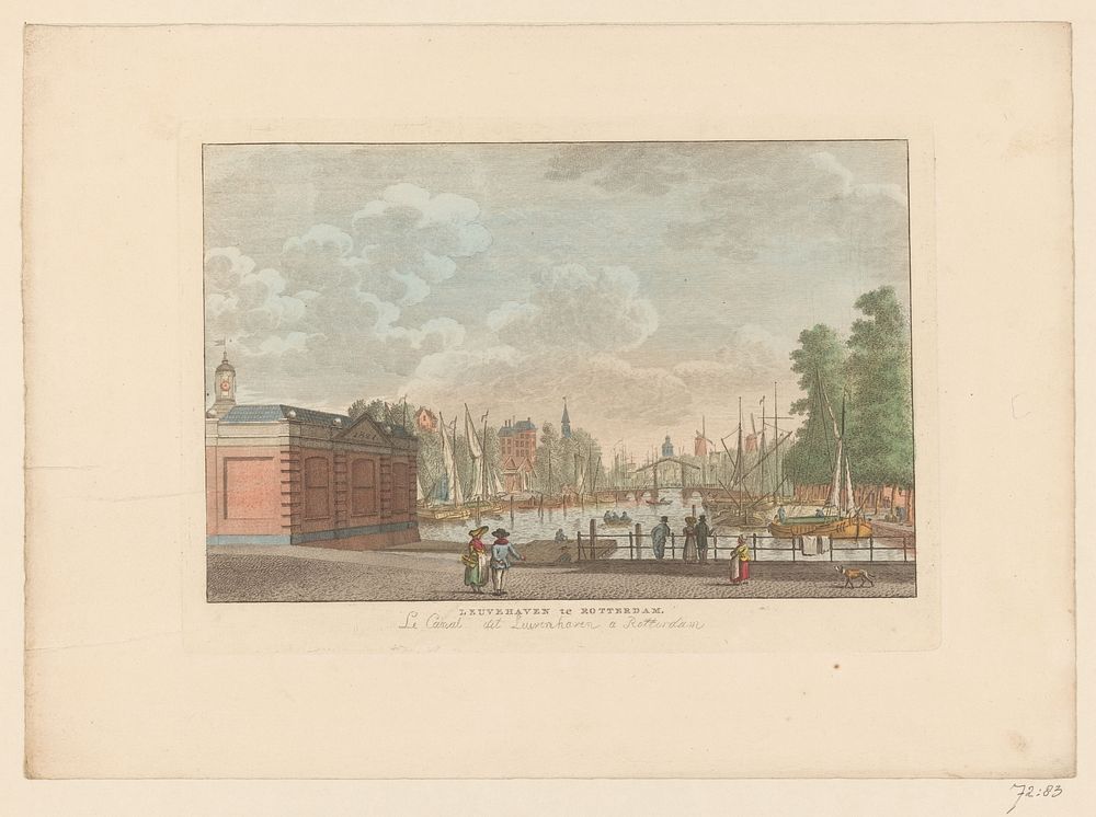 Gezicht op de Leuvehaven in Rotterdam (1824 - 1825) by Carel Frederik Bendorp I, Jan Bulthuis and Evert Maaskamp