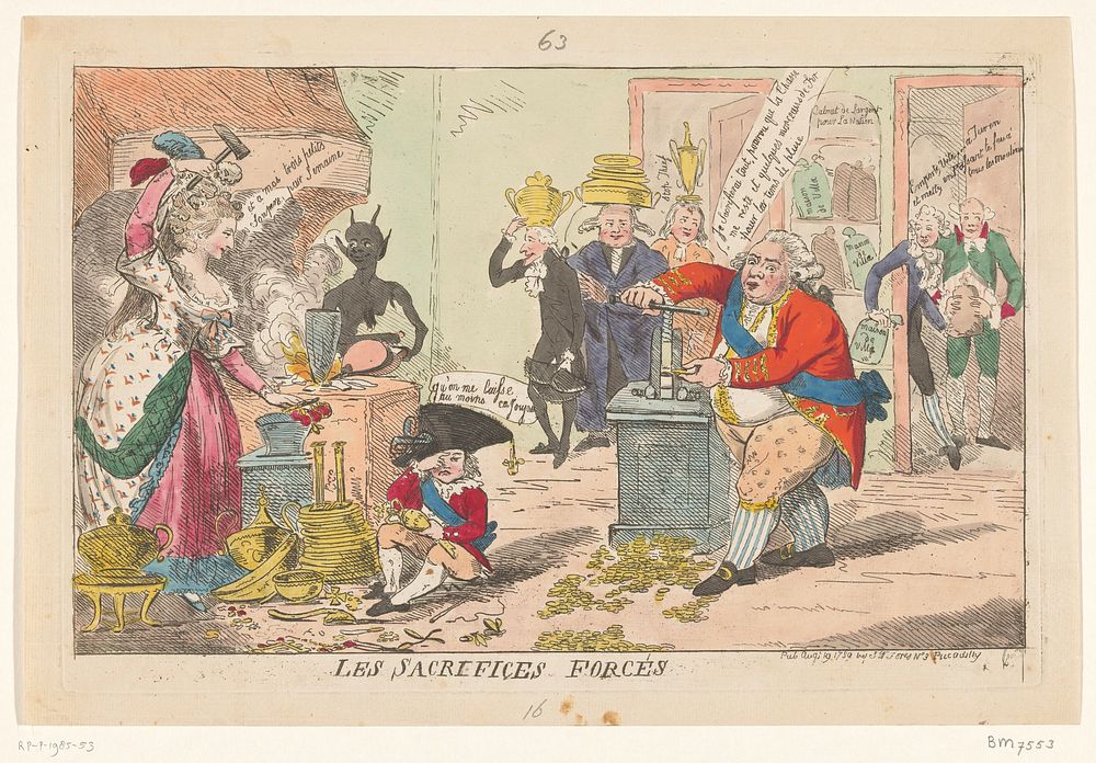 Spotprent op Marie Antoinette en Lodewijk XVI, 1789 (1789) by Isaac Cruikshank and Samuel W Fores