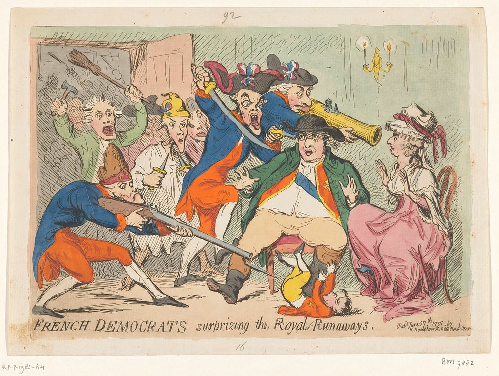Lodewijk XVI en Marie Antoinette betrapt tijdens hun vlucht, 1791 (1791) by James Gillray and Hannah Humphrey