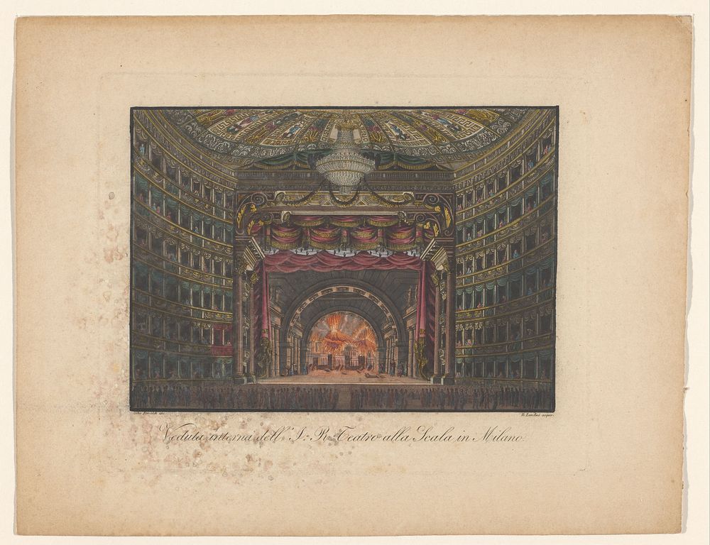 Interieur van het Teatro alla Scala te Milaan (1800 - 1835) by Carlo Gilio Rimoldi and Domenico Landini
