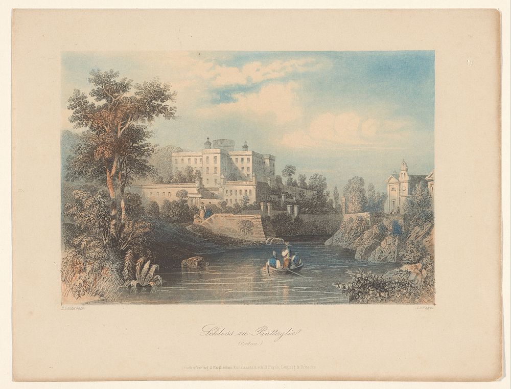 Gezicht op Castello del Catajo te Battaglia Terme (c. 1845 - 1902) by Albert Henry Payne, H Lauterbach, H Lauterbach…