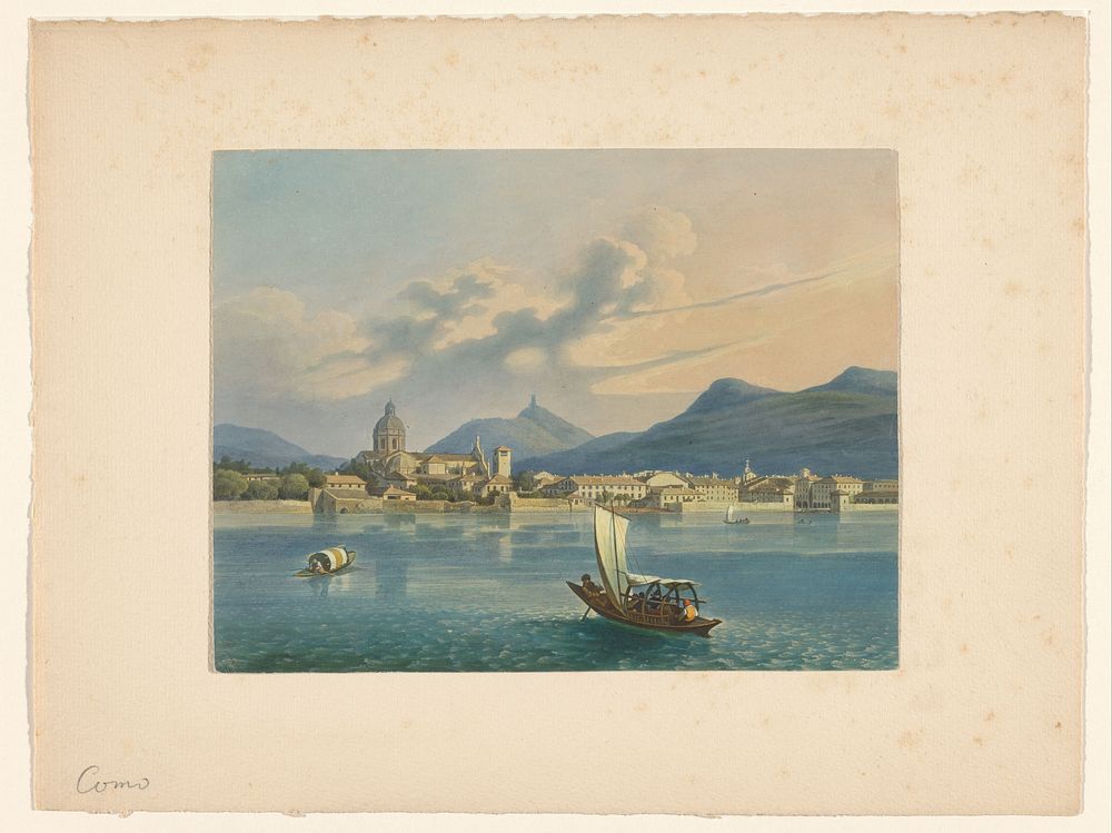 Gezicht op Como aan het Comomeer (1800 - 1899) by anonymous