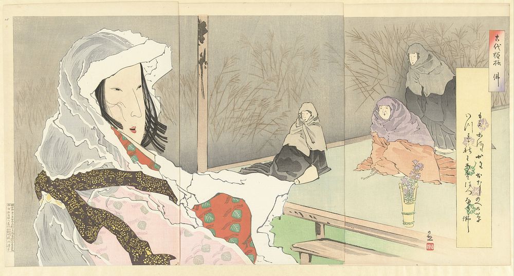 Hotoke bij de nonnen (1897) by Kobayashi Kiyochika and Takegawa Seikichi