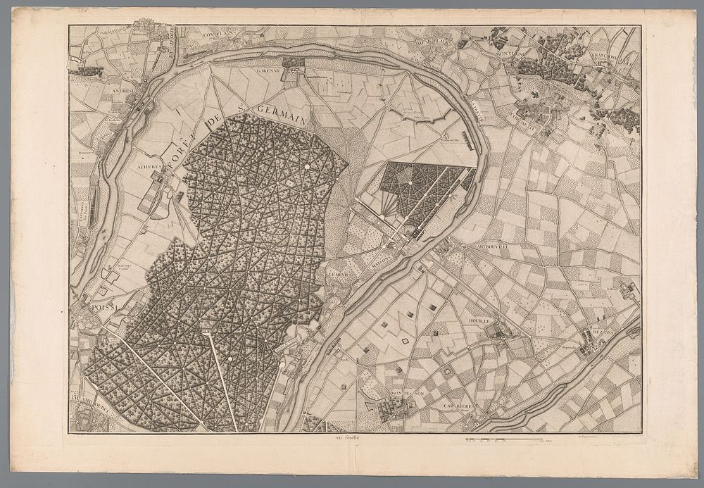 Kaart van de omgeving van Poissy (1740)