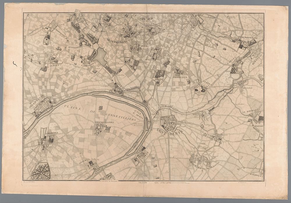 Kaart van de omgeving van Saint-Denis (1740) by Riolet