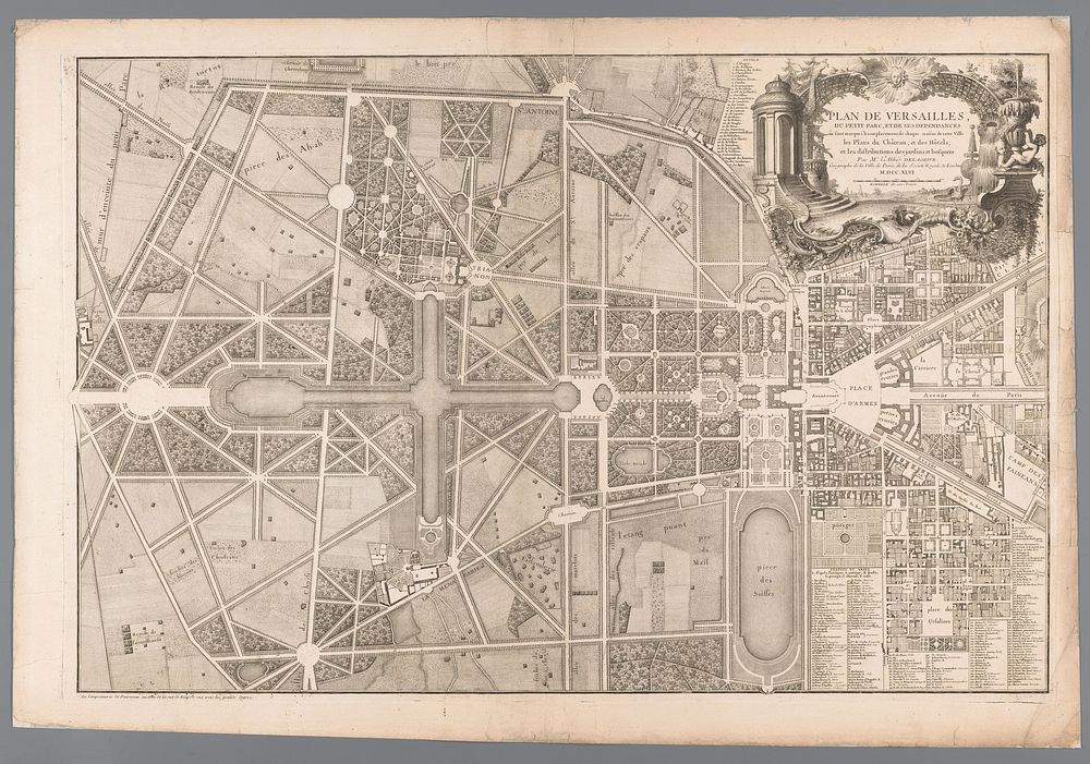 Plattegrond van Versailles (1746) by anonymous, Jean Delagrive and Fourneau