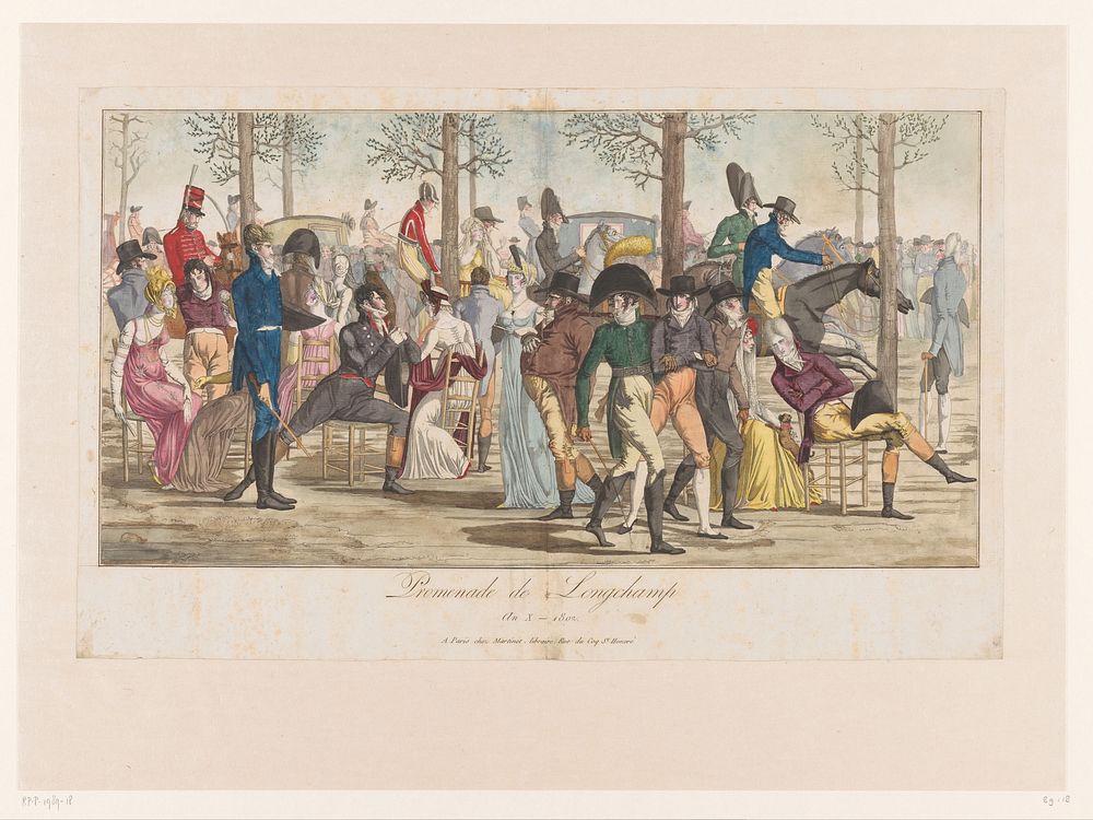 Optocht in Long-Champ (1802) by anonymous, Carle Vernet and Aaron Martinet
