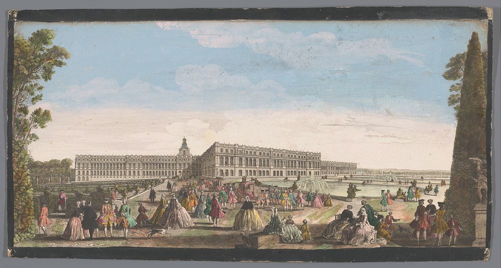 Gezicht op het Paleis van Versailles gezien vanaf de tuin (1700 - 1799) by anonymous and Jacques Rigaud