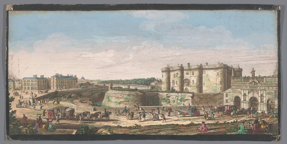 Gezicht op de Bastille en de Porte Saint-Antoine te Parijs (1700 - 1799) by anonymous and Jacques Rigaud