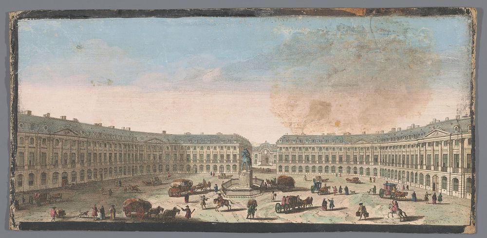 Gezicht op de Place Vendôme te Parijs (1700 - 1799) by anonymous and Jacques Rigaud
