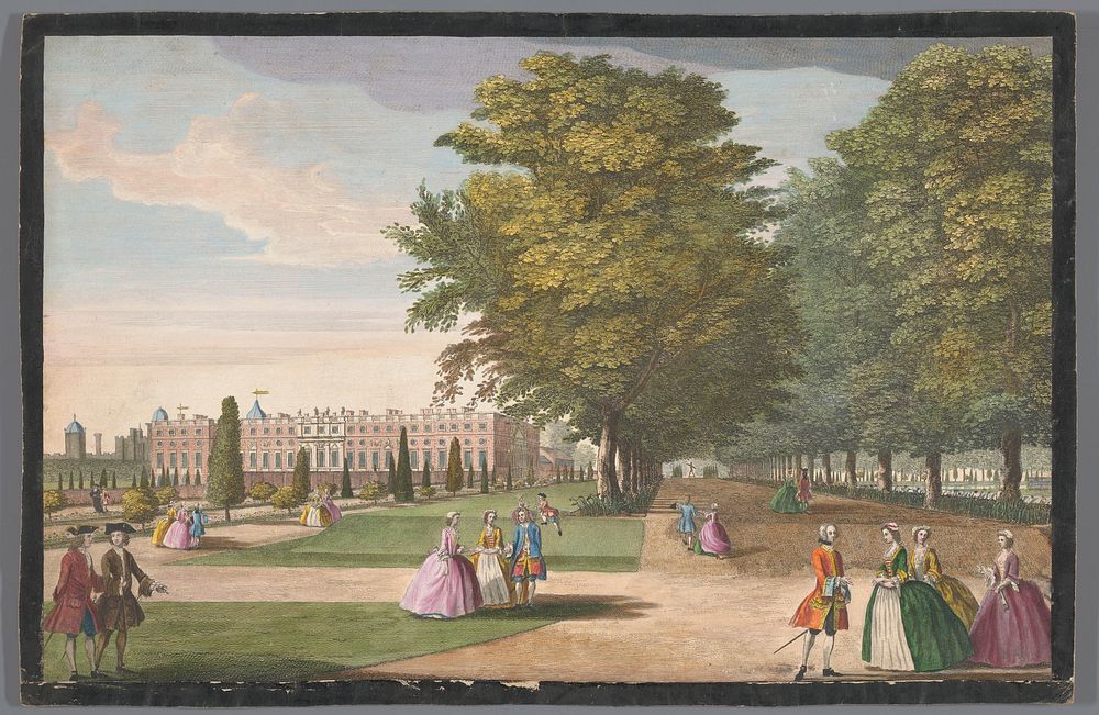 Gezicht op Hampton Court Palace te Londen gezien vanaf de zuidzijde (1700 - 1799) by anonymous and anonymous
