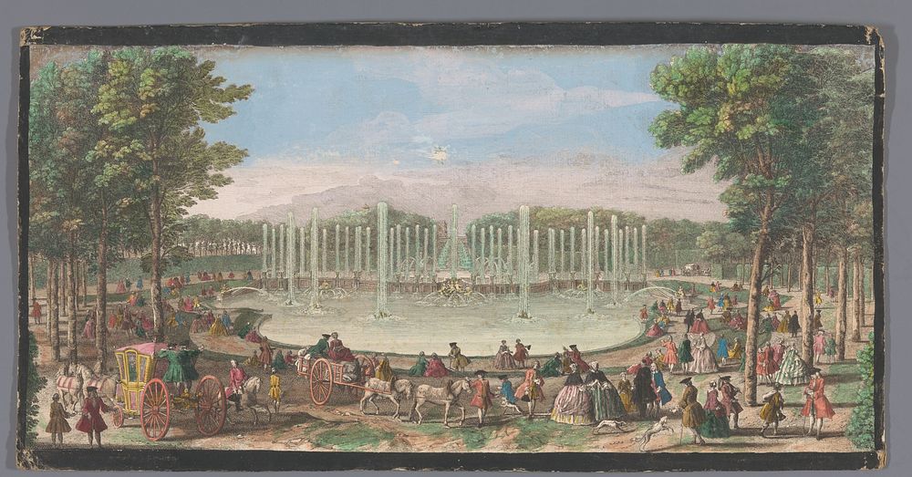 Gezicht op het Bassin de Neptune in de Tuin van Versailles (c. 1691 - after 1753) by Jacques Rigaud, Jacques Rigaud and…