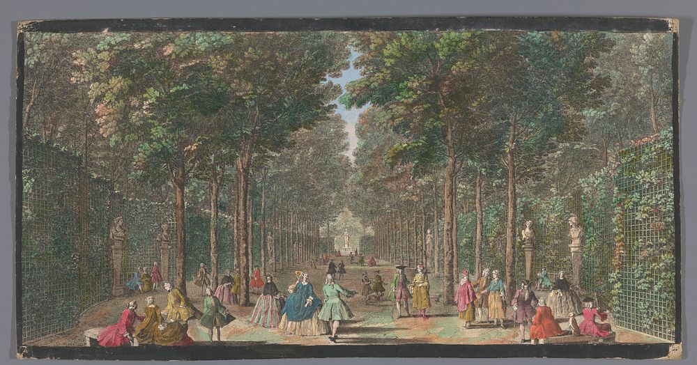 Gezicht op de Salle des Marronniers in de Tuin van Versailles (1700 - 1799) by anonymous, Jacques Rigaud and Lodewijk XV…
