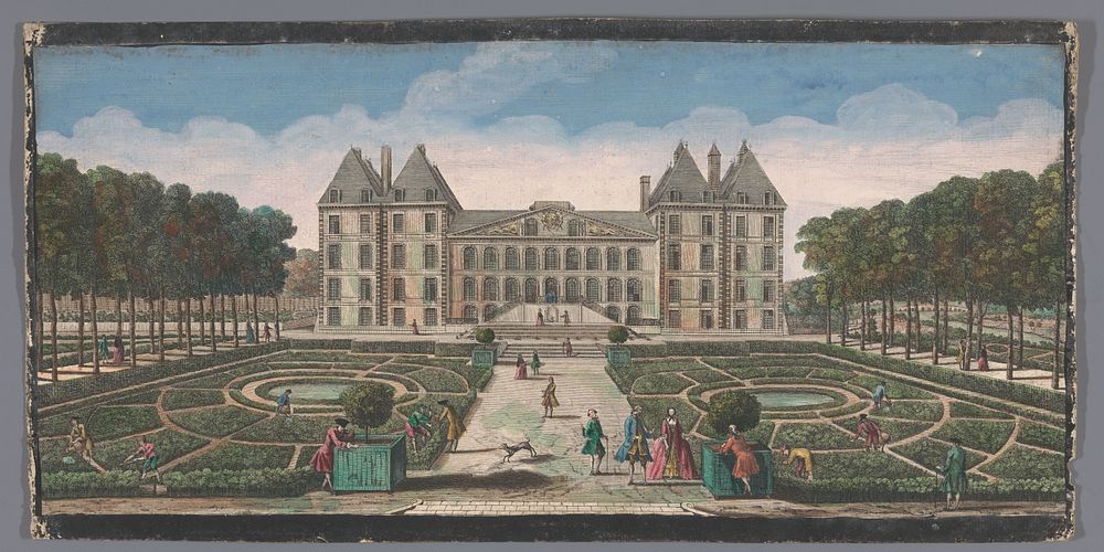 Gezicht op de tuin en het Château de Saint-Maur (1700 - 1799) by anonymous and Jacques Rigaud