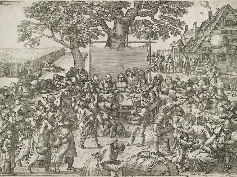 Boerenbruiloft (1560) by Pieter van der Borcht I and Bartholomaus de Momper I