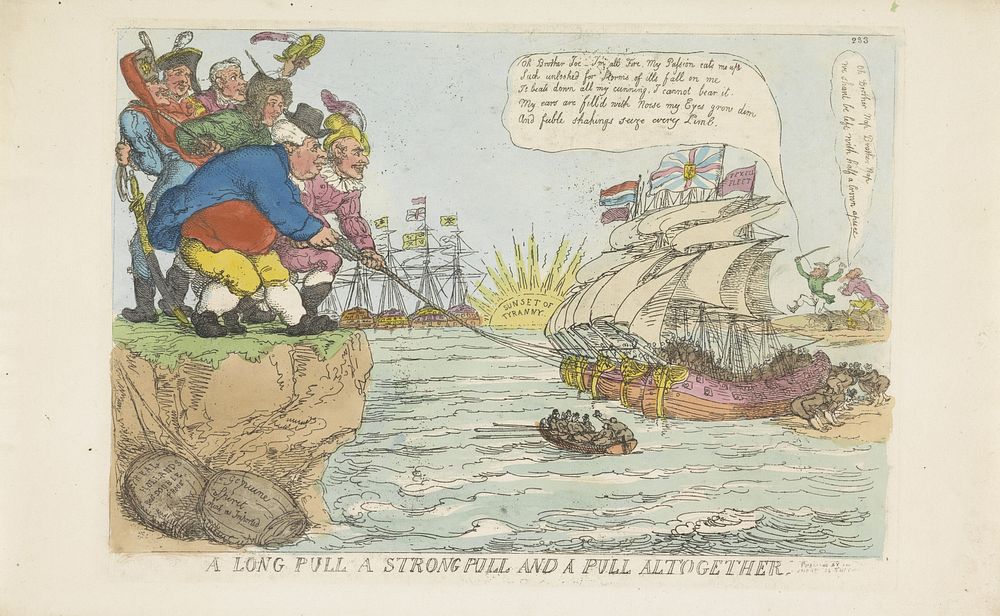 Hollandse vloot door gezamenlijke inspanning vlot getrokken, 1813 (1813) by Thomas Rowlandson and Thomas Tegg