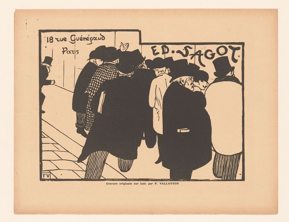 Groep mannen bij de etalage van Edmond Sagot (1892) by Félix Edouard Vallotton