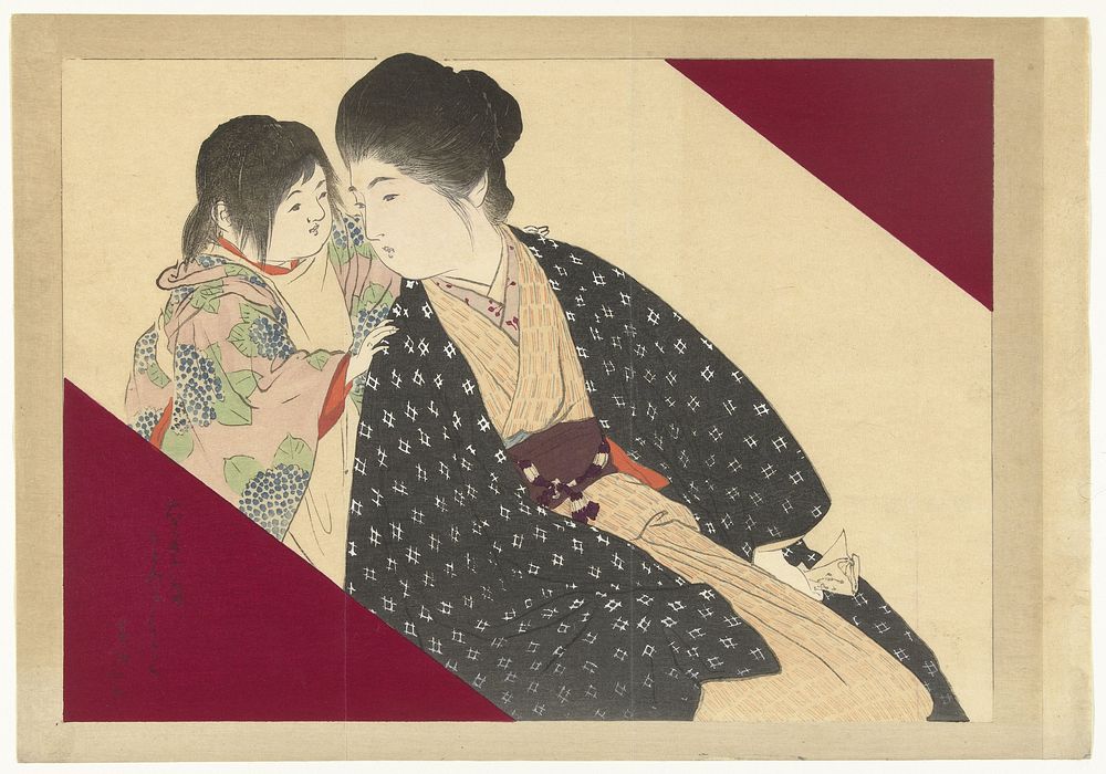 Vrouw met kind (1900 - 1917) by Kajita Hanko