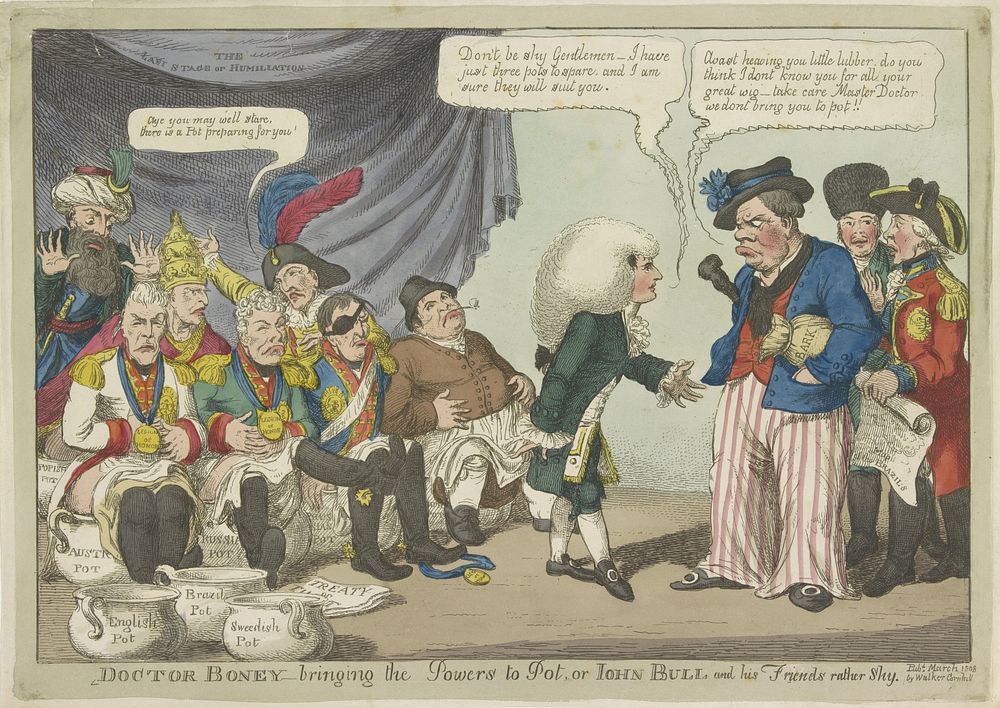 Dokter Napoleon zet de Europese vorsten op de pot, 1808 (1808) by Charles Williams and Walker