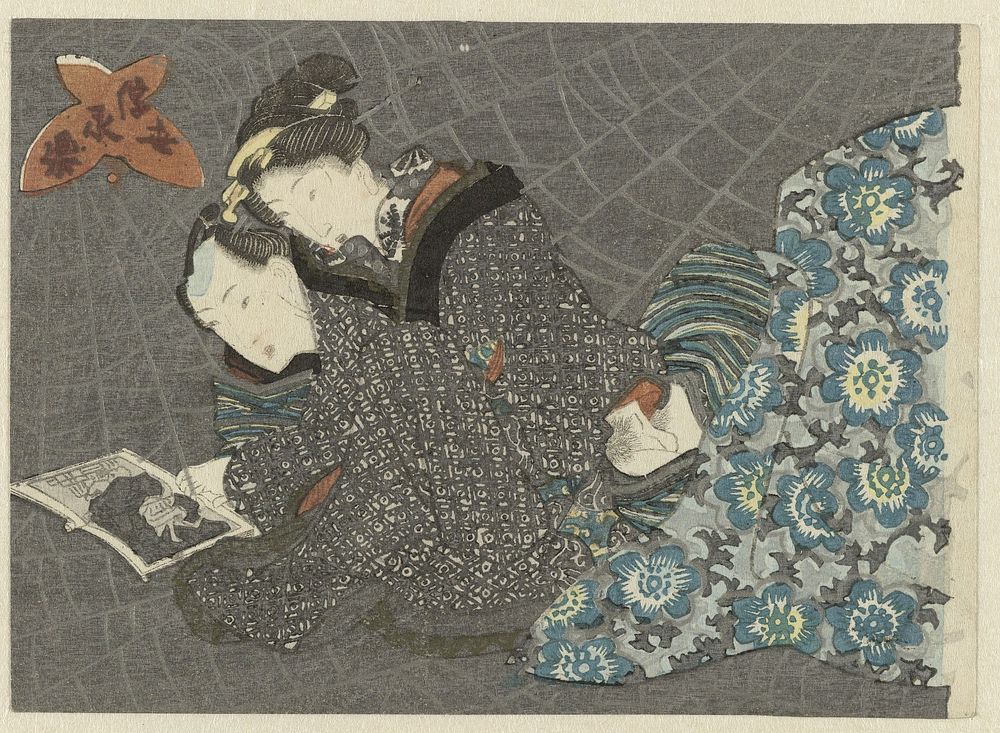 Liefdespaar bekijkt een shunga-boekje (1800 - 1899) by anonymous