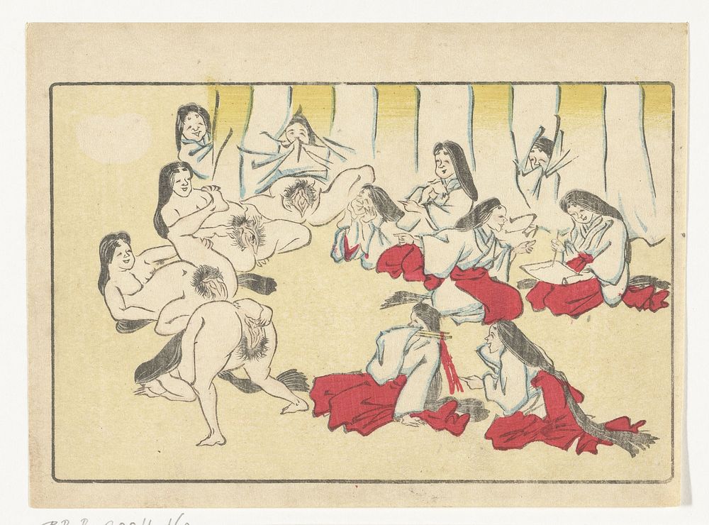 Vagina`s bekijken (c. 1870 - c. 1880) by Kawanabe Kyôsai